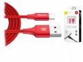 Kabel USB-C Typ C Quick Charge 3.0 / LED / 2m / CZERWONY