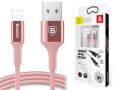 Kabel USB iPhone Lightning LED 1m Telefon - różowy /  BASEUS